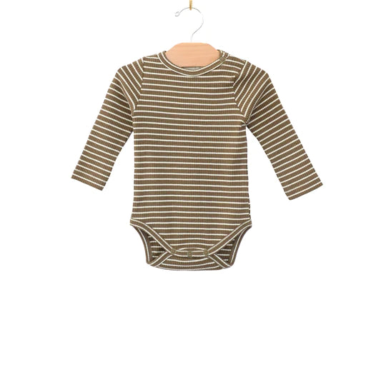 Organic Modal Jersey Bodysuit - Olive Stripe