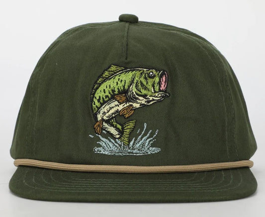 Green little boys hat with embroidered Bass
