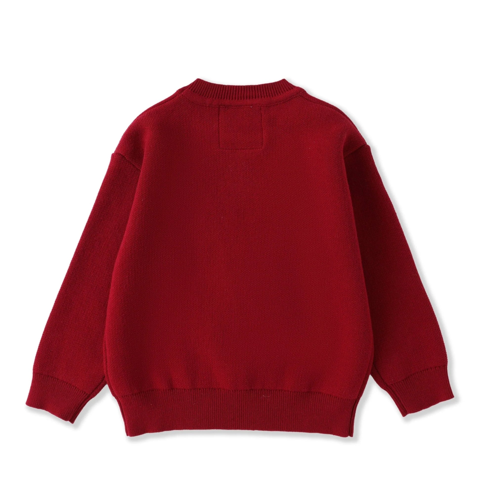 Child's Red sweater with a Santa Claus face patch 