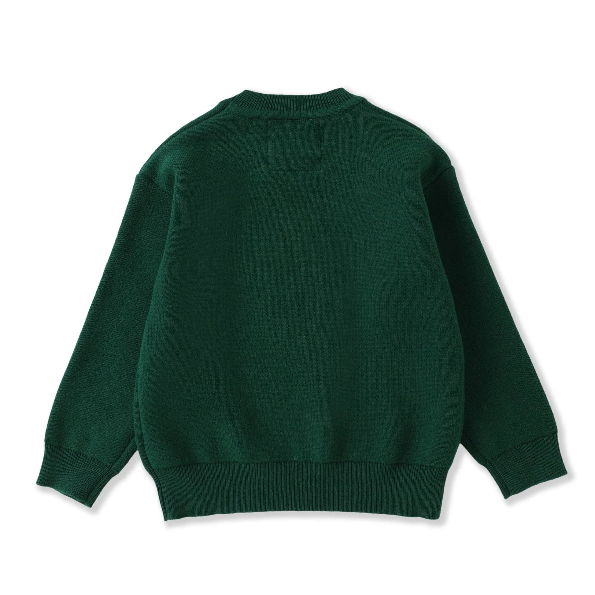 Child's Green sweater with a Santa Claus face patch