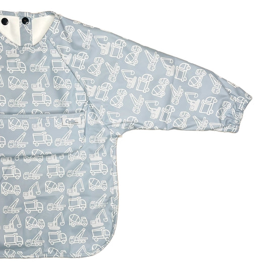 Blue Construction Long Sleeve Bib/ Montessori Play