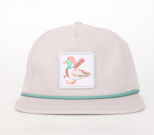 Cream hat with embroidery and rope trim