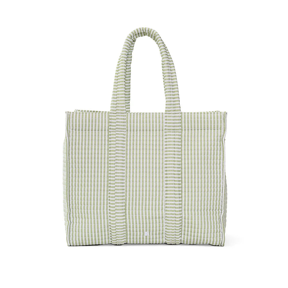 Quilted Go Go Tote - Pimlico Stripe Sage