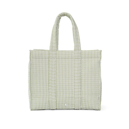 Quilted Go Go Tote - Pimlico Stripe Sage