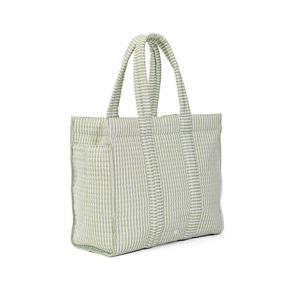 Quilted Go Go Tote - Pimlico Stripe Sage