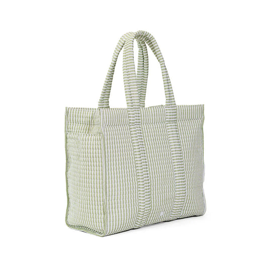 Quilted Go Go Tote - Pimlico Stripe Sage