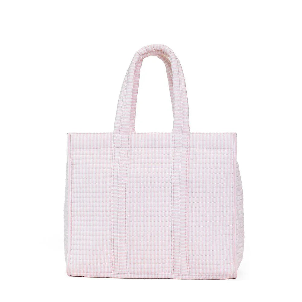 Quilted Go Go Tote: Pink Pimlico Stripe