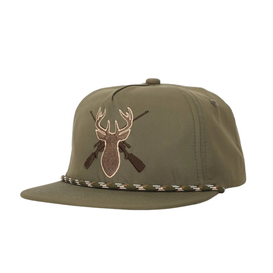 Green hat for little boys/ deer and gun embroidery
