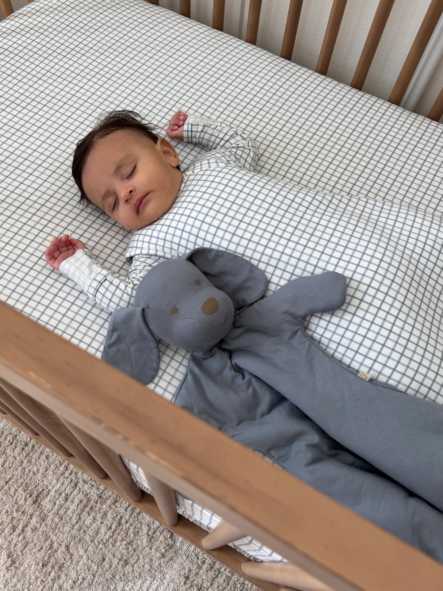dusty blue crib sheet