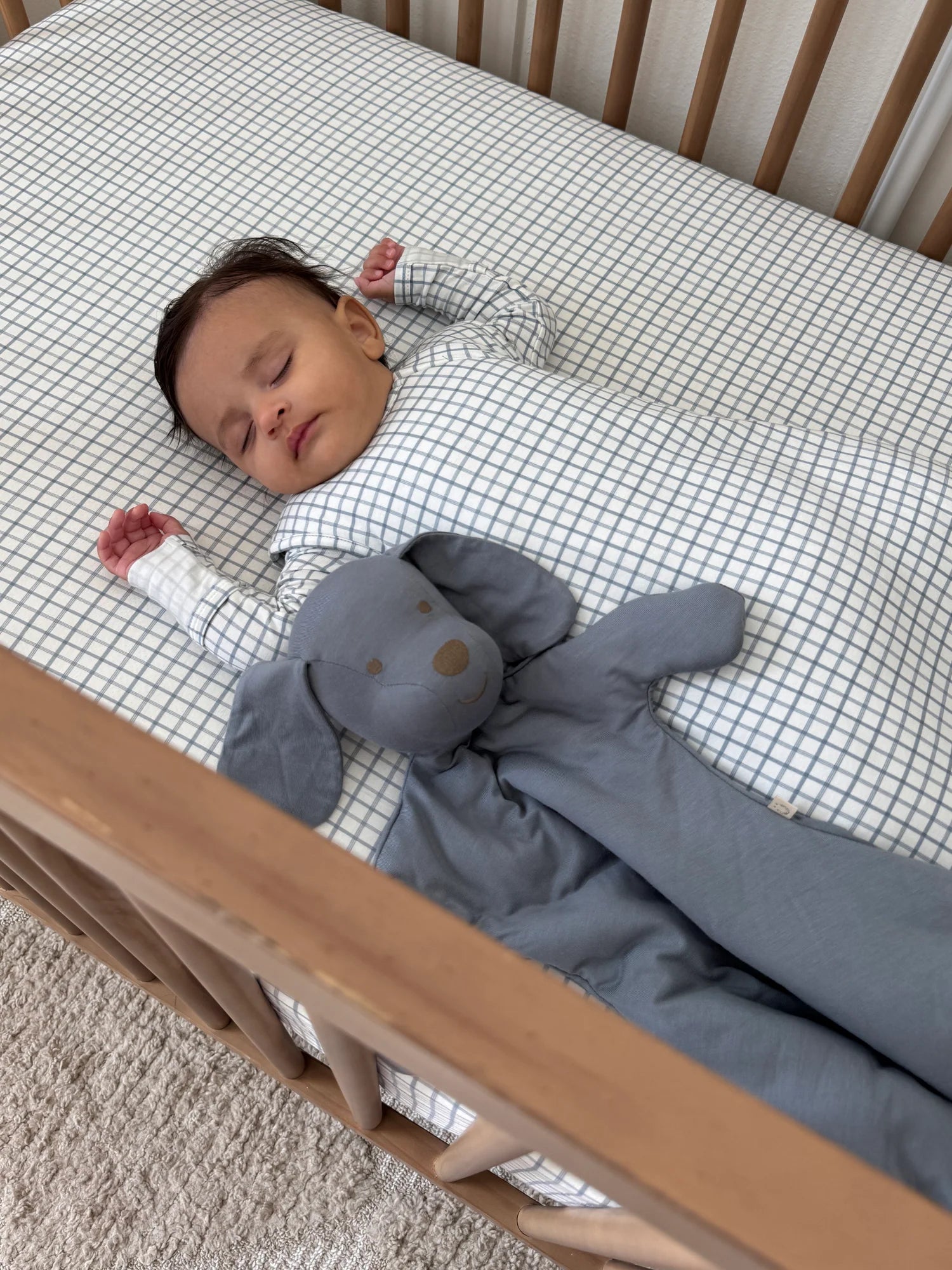 dusty blue crib sheet