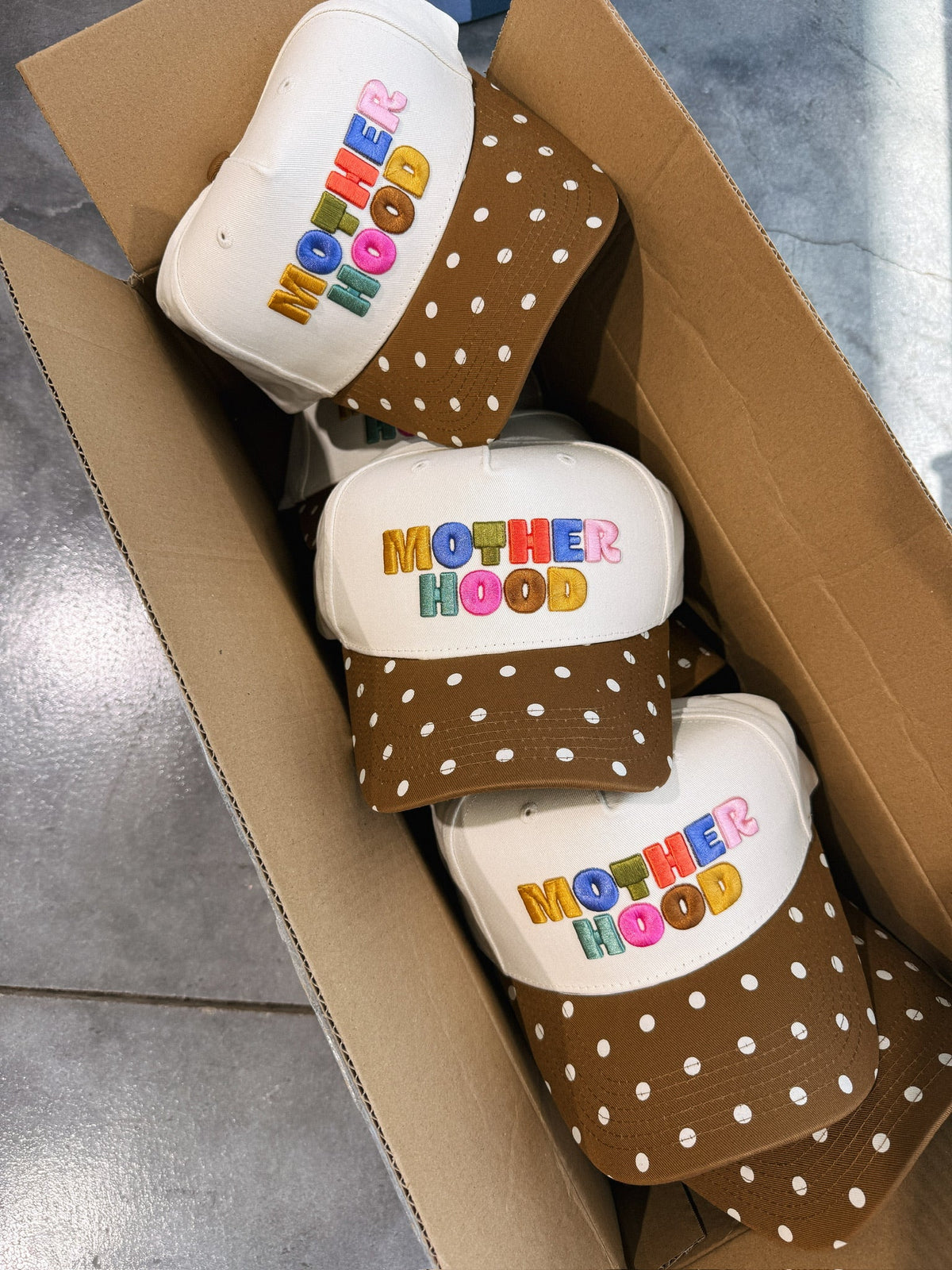 Brown Polka Dot Motherhood Trucker  Hat