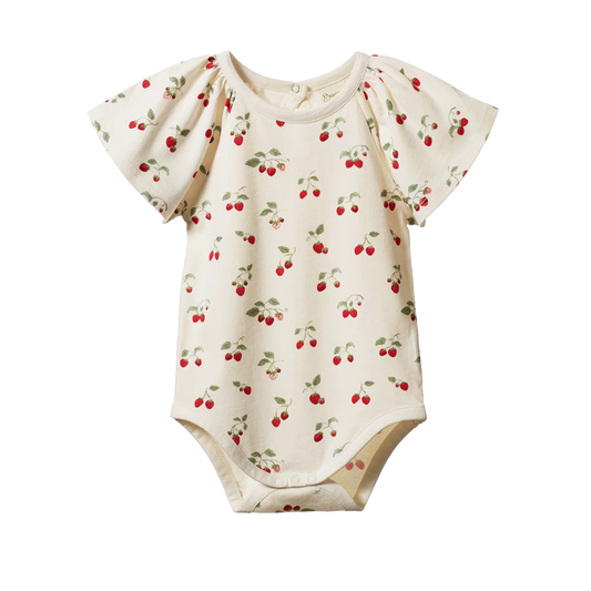 Organic cotton baby Onesie strawberry print