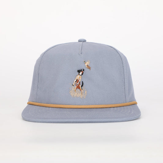 Blue Boys hat with Rope trim and Embroidered Design