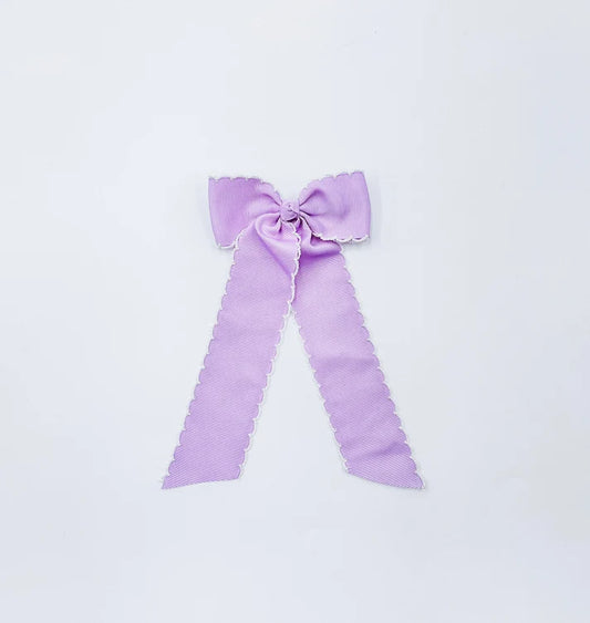 Long Tail Bow: Lavender with White Trim
