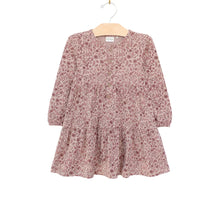 Load image into Gallery viewer, Tiered Henley Dress- Fox Floral Dusty Rose

