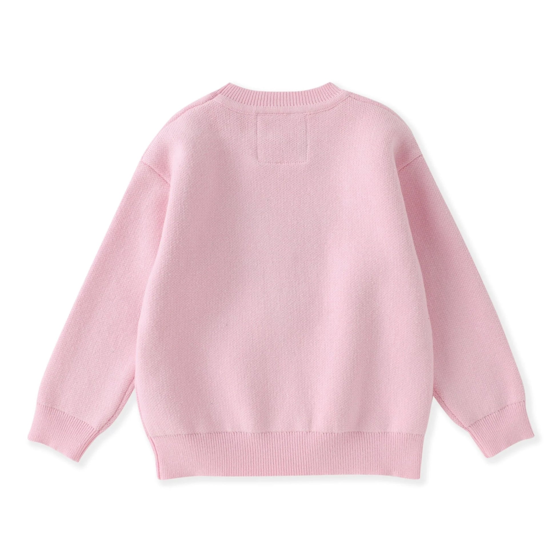 Girl's pink sweater with reindeer patch 