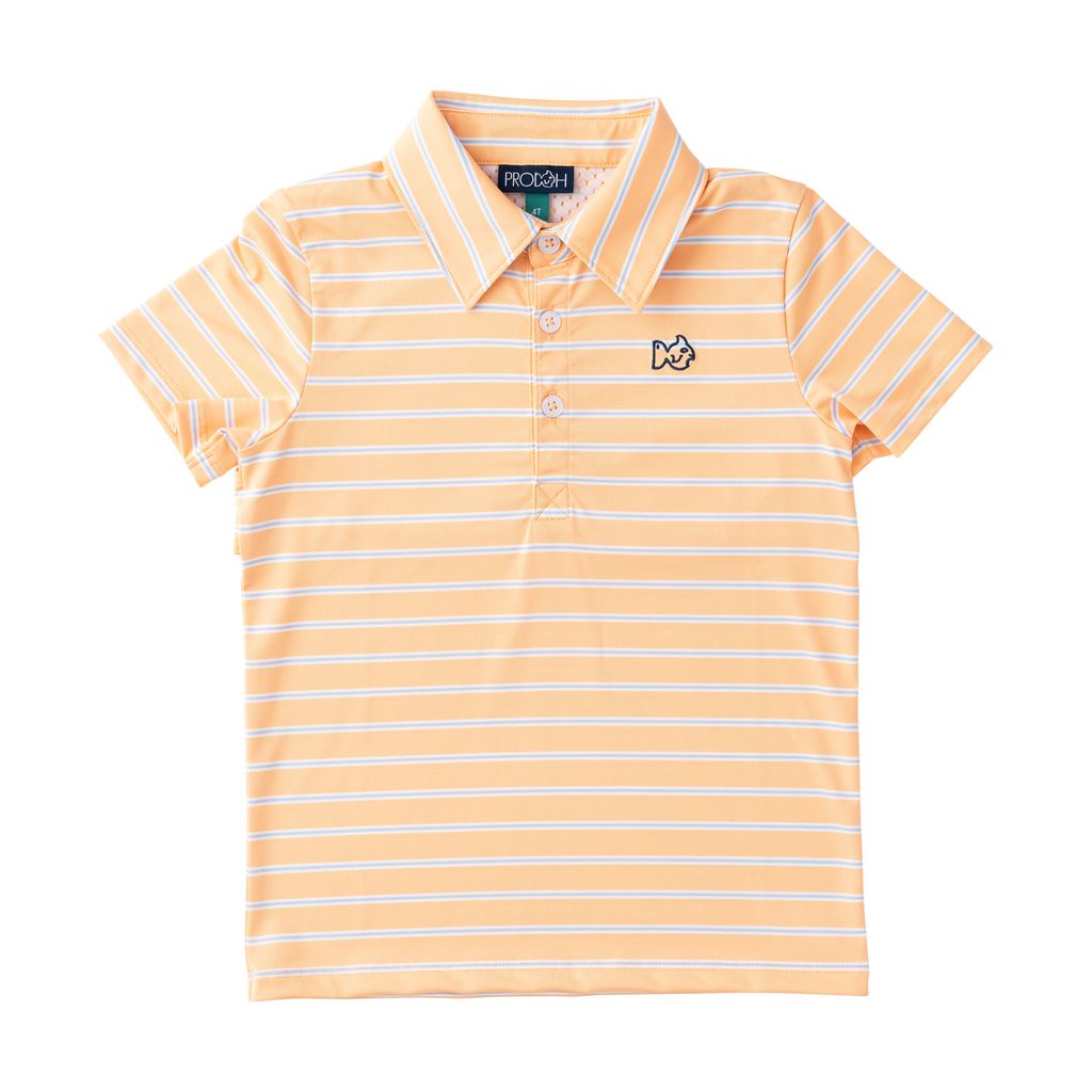Boy's Short Sleeve Pro Performance Polo: Orange Chiffon Stripe