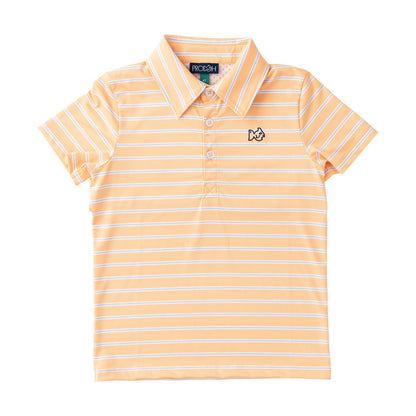 Boy's Short Sleeve Pro Performance Polo: Orange Chiffon Stripe
