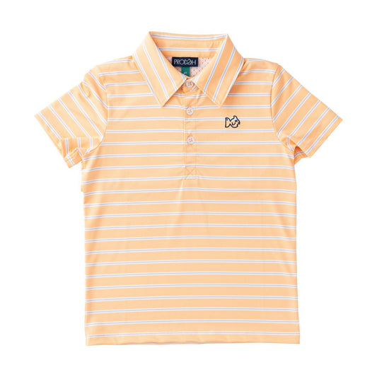 Boy's Short Sleeve Pro Performance Polo: Orange Chiffon Stripe