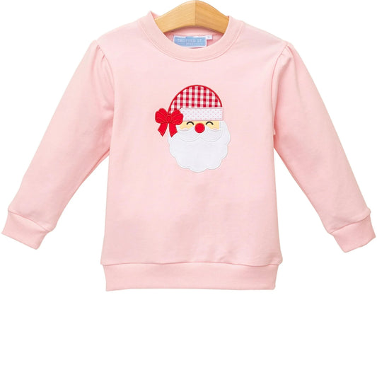 Applique Santa Pullover: Pink