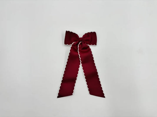 Long Tail Bow: Maroon with White Trim