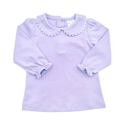 Scalloped Collar Shirt: Includes Embroidery (Three Colors)