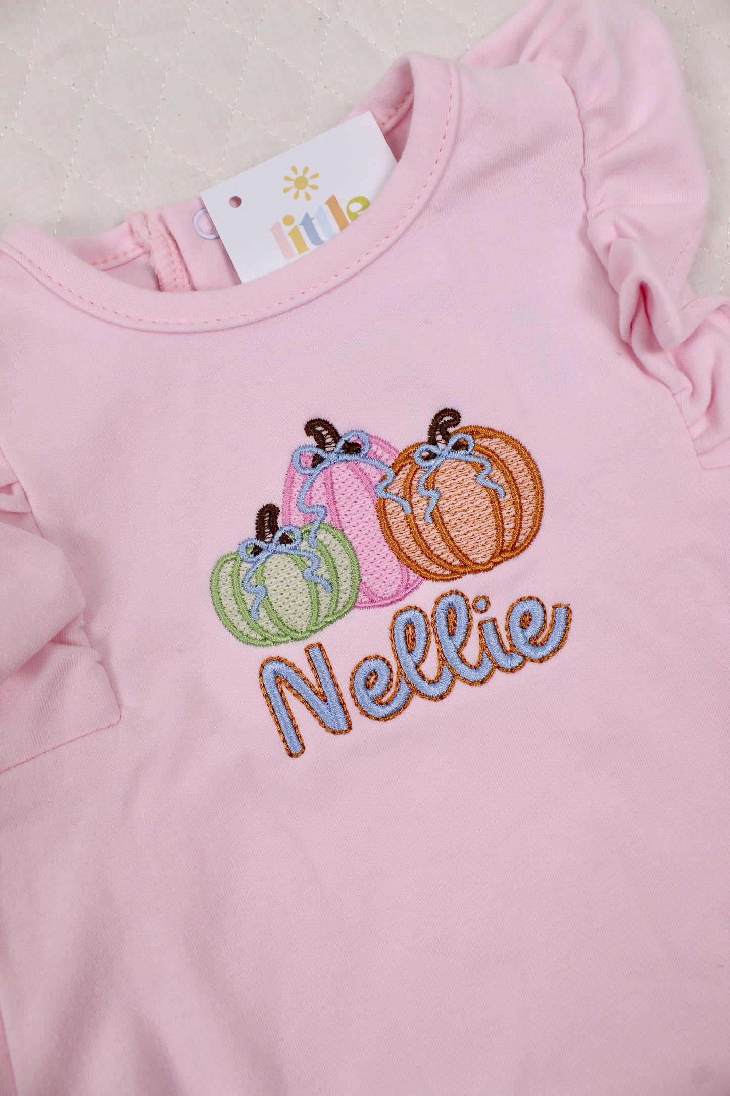 Pumpkin Trio Pink Flutter Sleeve Bubble