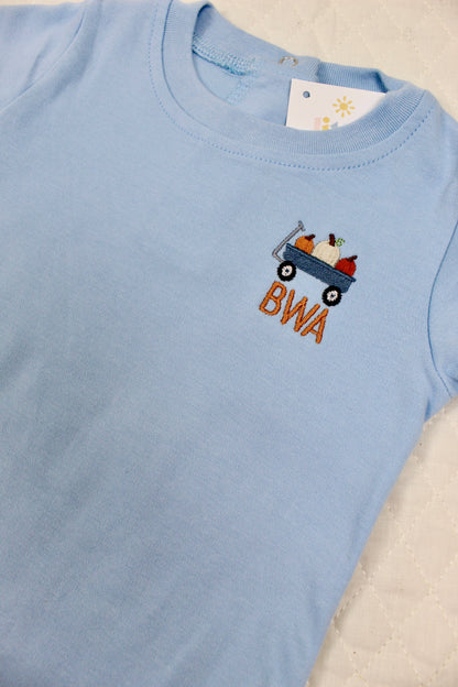 Pumpkin Wagon Initial Romper