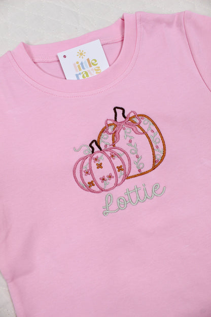 Floral Pumpkin Tee or Bubble