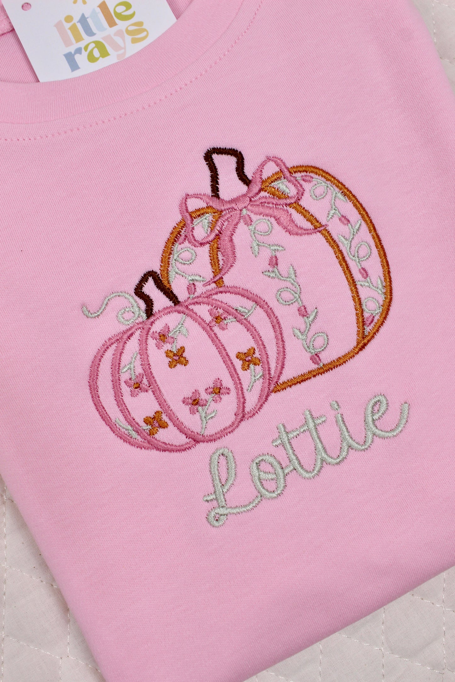 Floral Pumpkin Tee or Bubble
