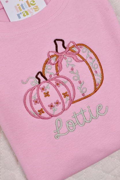 Floral Pumpkin Tee or Bubble