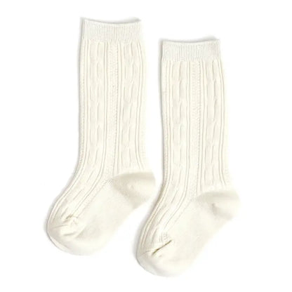 Little Stocking Co ivory cable knit socks for baby/toddler girls and boys