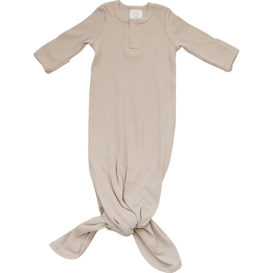Oatmeal Organic Cotton Ribbed Gown