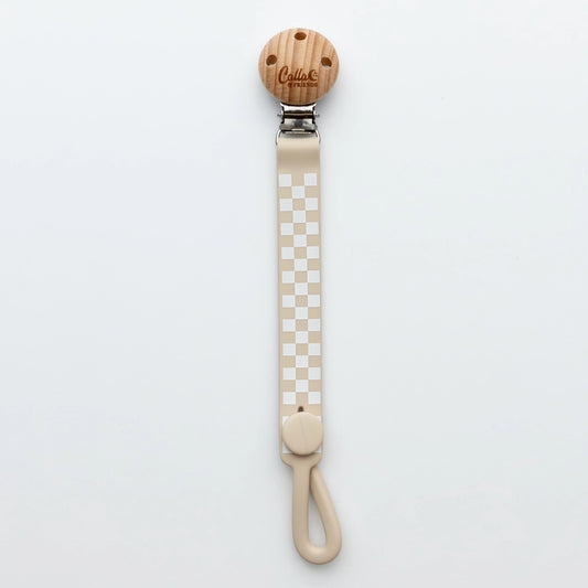 tan clip for pacifiers, teethers, and toys