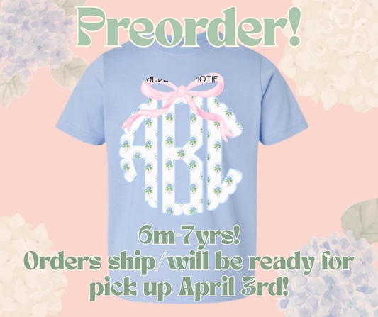Hydrangea Monogram Tee: PRE ORDER