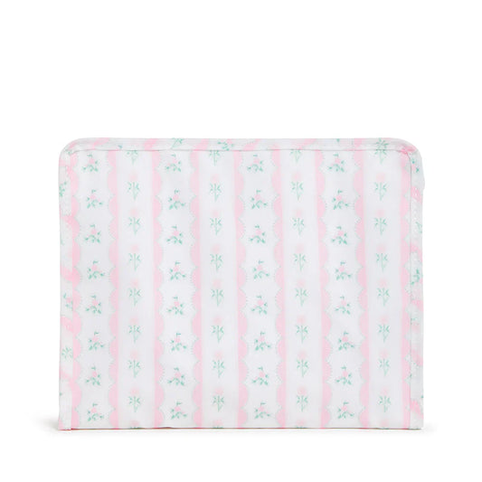 Roadie Large Zip Pouch - Ribbon Floral Pink