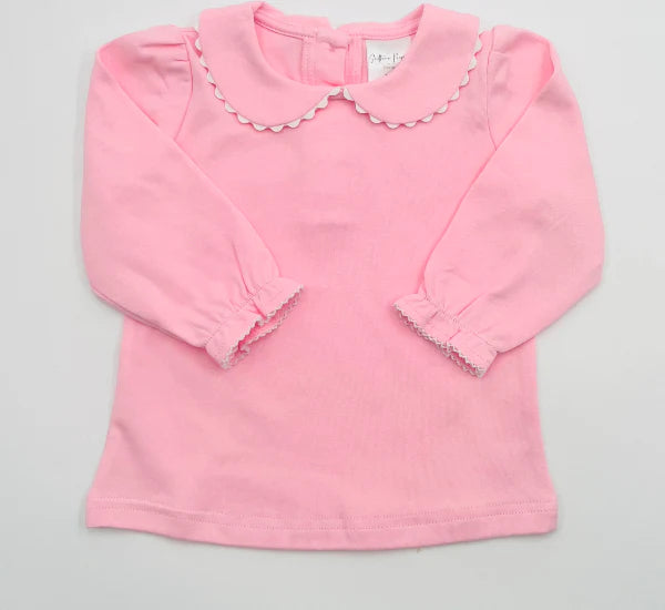 Scalloped Collar Shirt: Includes Embroidery (Three Colors)