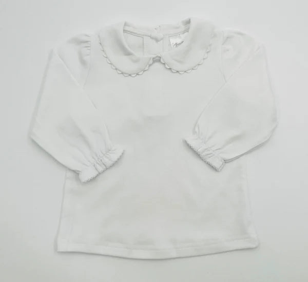 Scalloped Collar Shirt: Includes Embroidery (Three Colors)