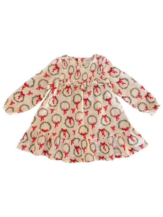 Smocked Ruffle Tiered Dress, Wreath