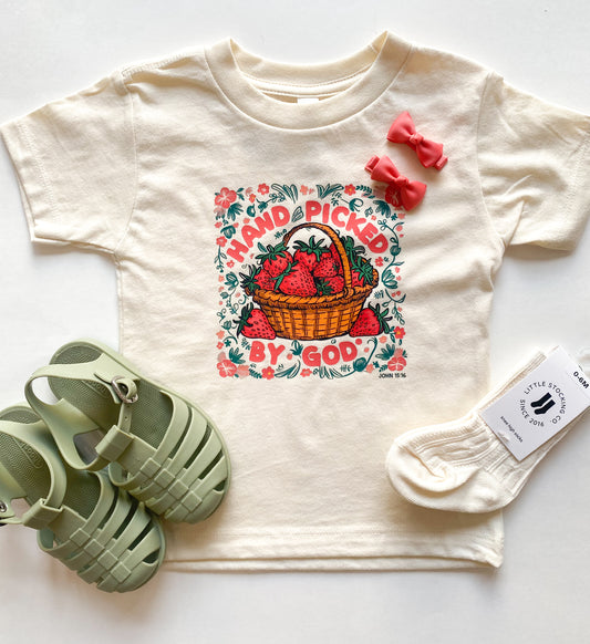 Cream strawberry toddler and baby t shirt