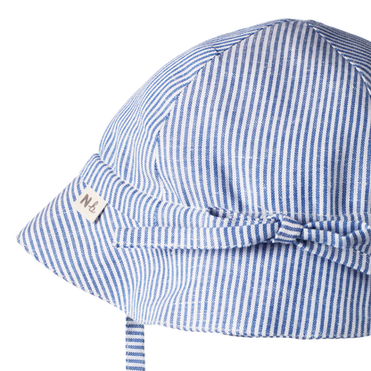 Organic Linen Baby Sunhat Blue Pin stripes