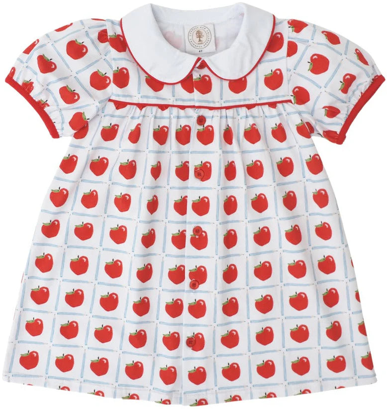 Children's dress with red apple pattern