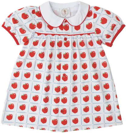 Children's dress with red apple pattern