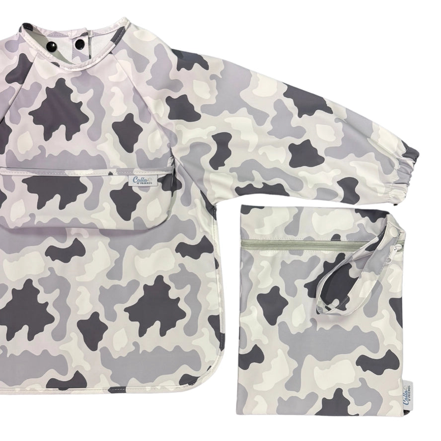 Camo Long Sleeve Bib/ Montessori Play