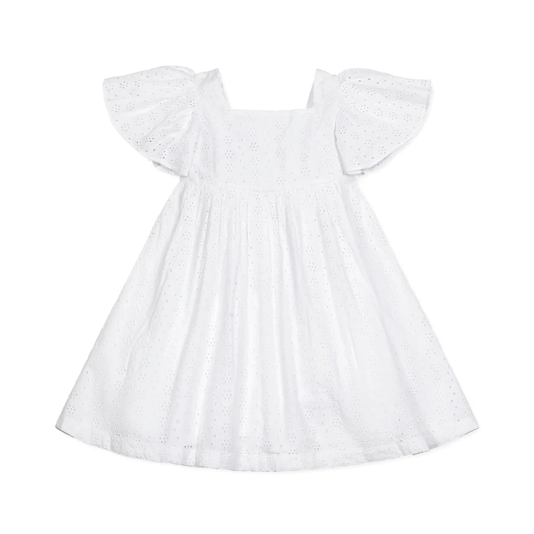 White dress with ruffled sleeves 