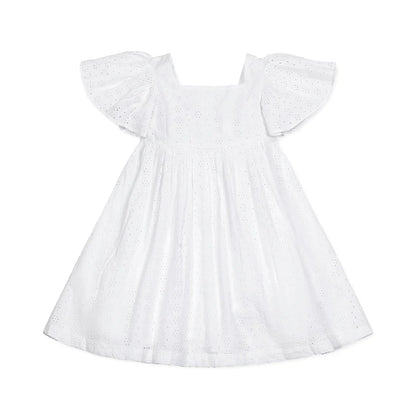 White dress with ruffled sleeves 
