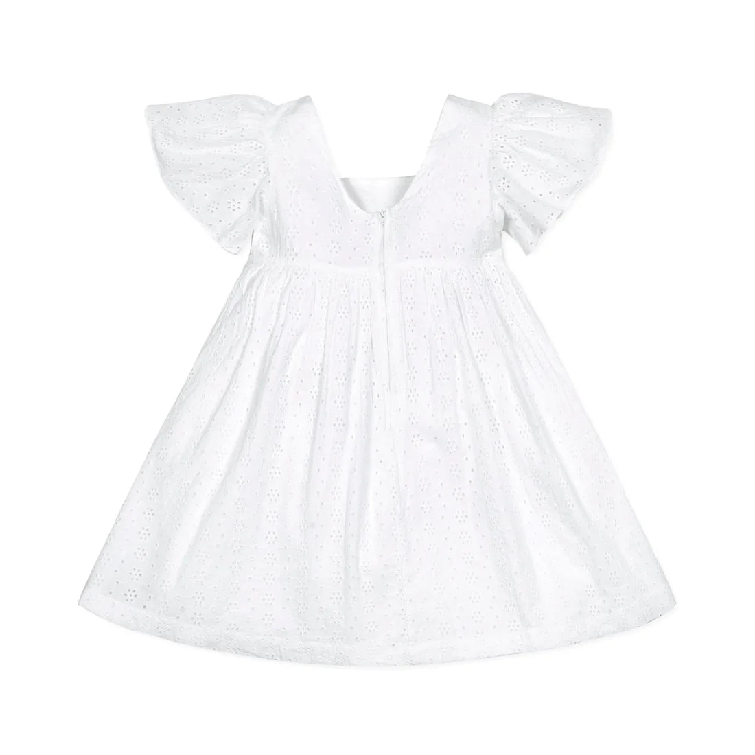 White dress with ruffled sleeves 