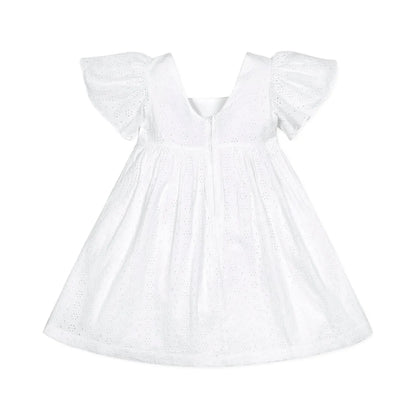White dress with ruffled sleeves 