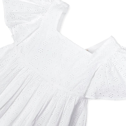 White dress with ruffled sleeves 