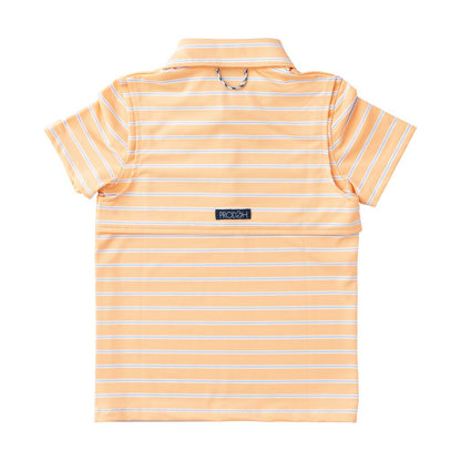 Boy's Short Sleeve Pro Performance Polo: Orange Chiffon Stripe